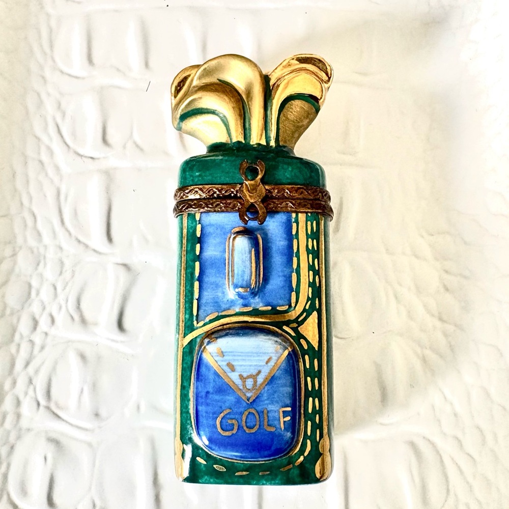 Limoges Farlins Peint Main  Gold Golf Clubs Box